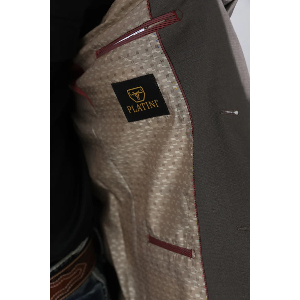 Platini Men’s Double-Breasted Western Blazer in Dark Brown
