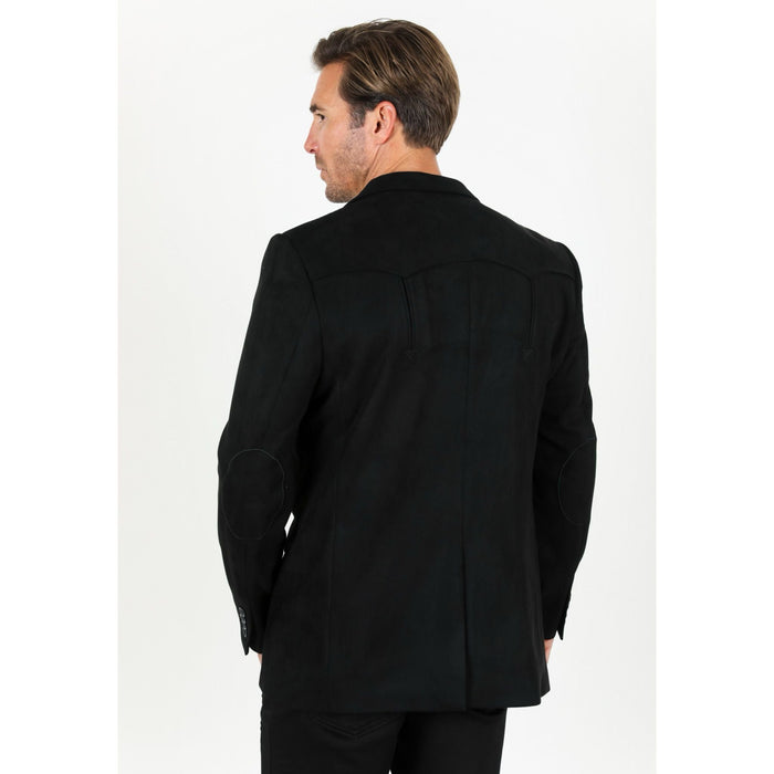Platini Men’s Formal Black Faux Suede Double-Breasted Blazer Jacket