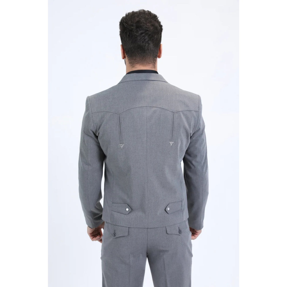 Platini Men’s Grey Western-Inspired Sport Suit Set