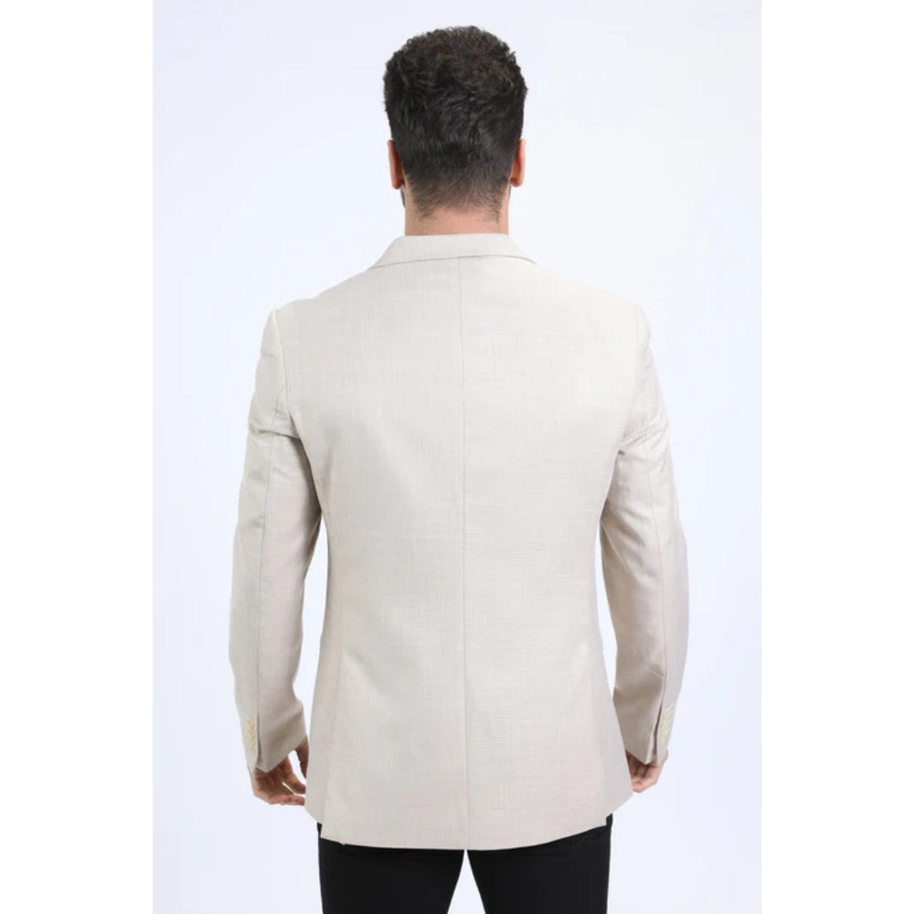 Platini Men’s Modern Fit Beige Blazer Jacket