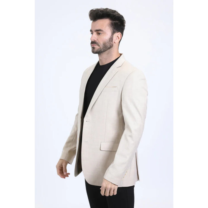 Platini Men’s Modern Fit Beige Blazer Jacket