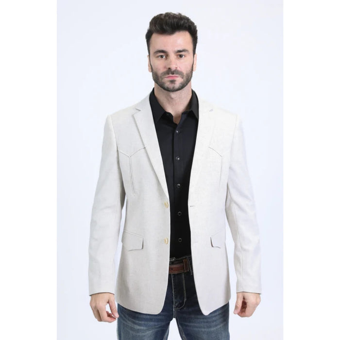 Platini Men’s Off-White Western Blazer with Double-Button Closure
