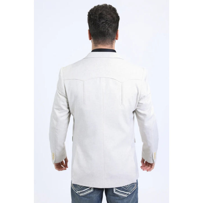 Platini Men’s Off-White Western Blazer with Double-Button Closure