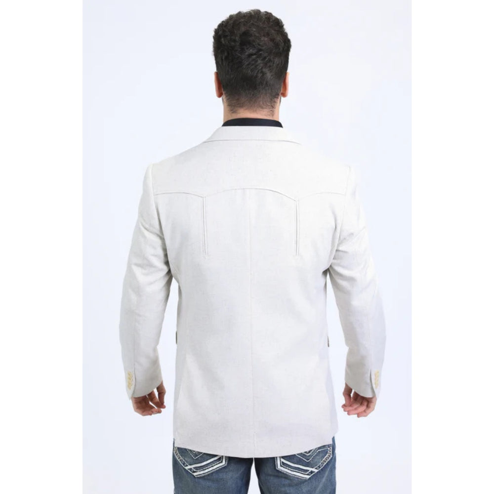 Platini Men’s Off-White Western Blazer with Double-Button Closure