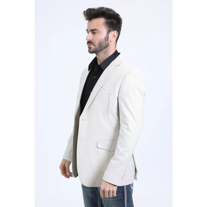 Platini Men’s Off-White Western Blazer with Double-Button Closure