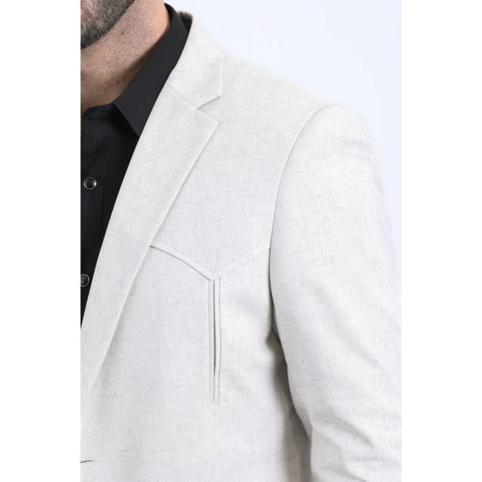 Platini Men’s Off-White Western Blazer with Double-Button Closure