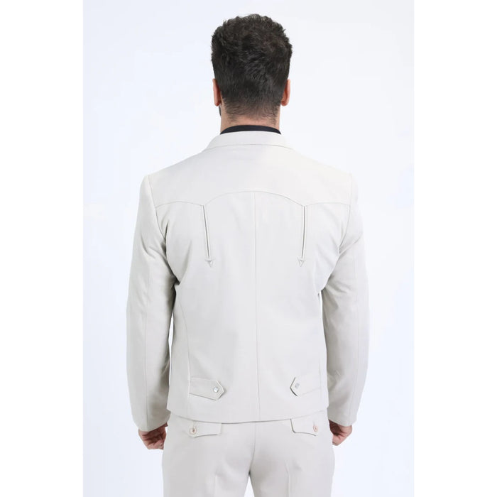 Platini Mens Off White Western-Inspired Sport Suit