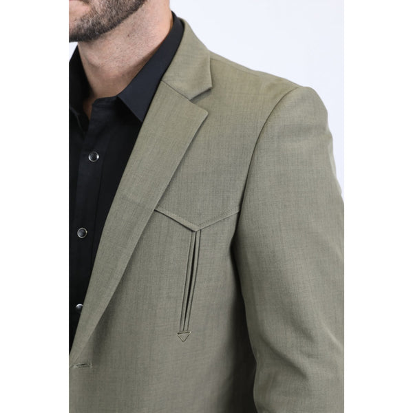 Platini Men’s Olive Western Double Button Blazer Jacket
