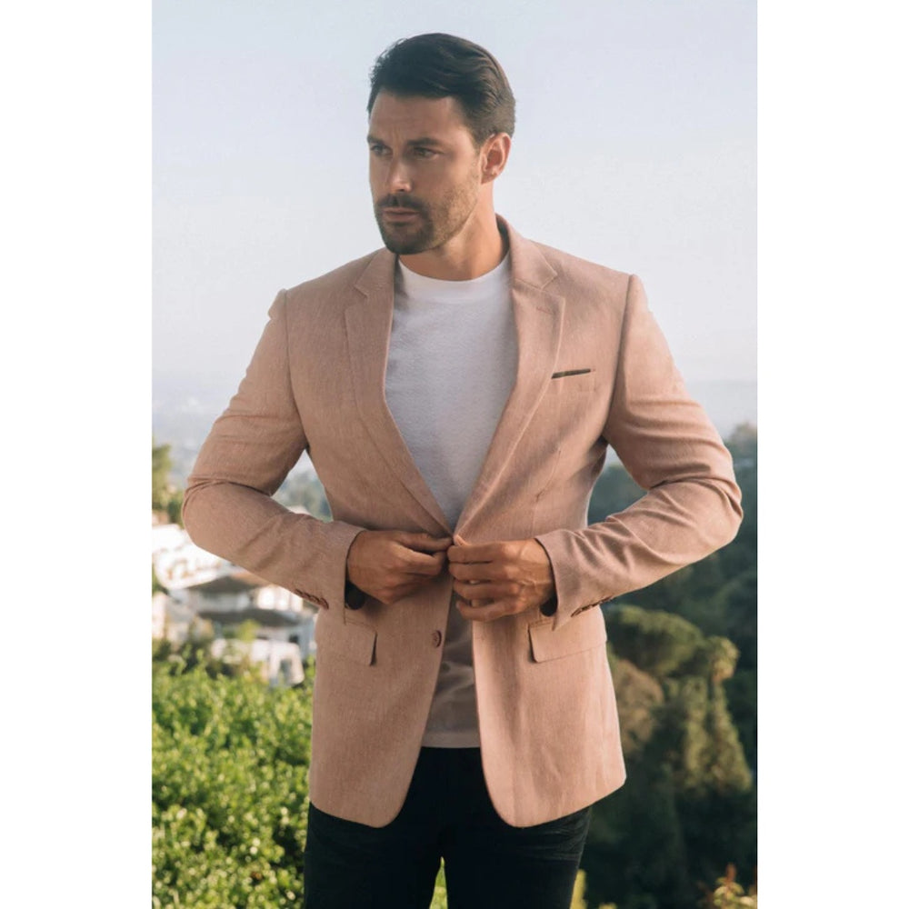Platini Men’s Tailored Modern Fit Blazer – Pink