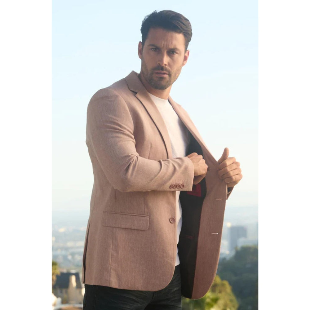 Platini Men’s Tailored Modern Fit Blazer – Pink