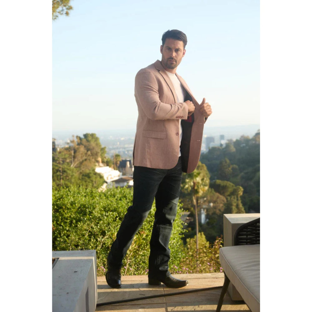 Platini Men’s Tailored Modern Fit Blazer – Pink