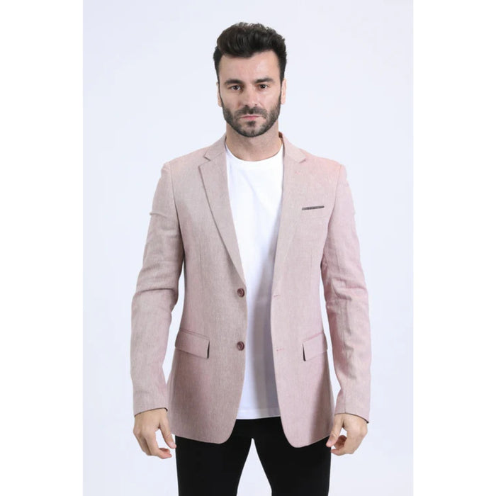 Platini Men’s Tailored Modern Fit Blazer – Pink