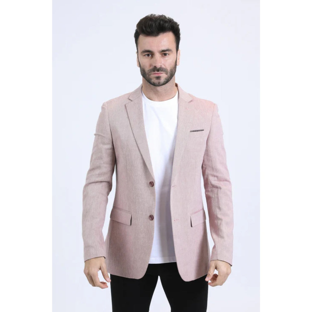 Platini Men’s Tailored Modern Fit Blazer – Pink