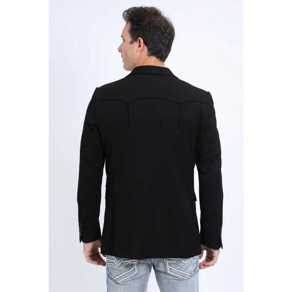 Platini Men’s Western-Style Black Blazer with Double Button