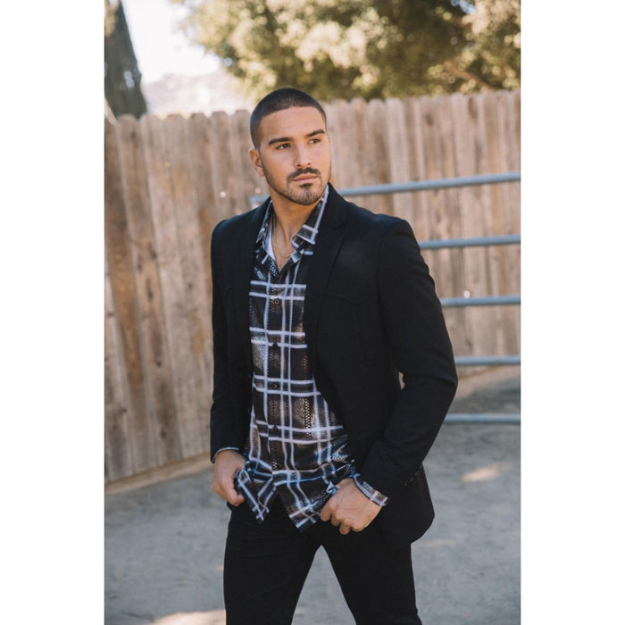 Platini Men’s Western-Style Black Blazer with Double Button