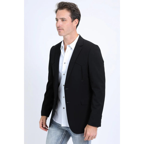 Platini Men’s Western-Style Black Blazer with Double Button