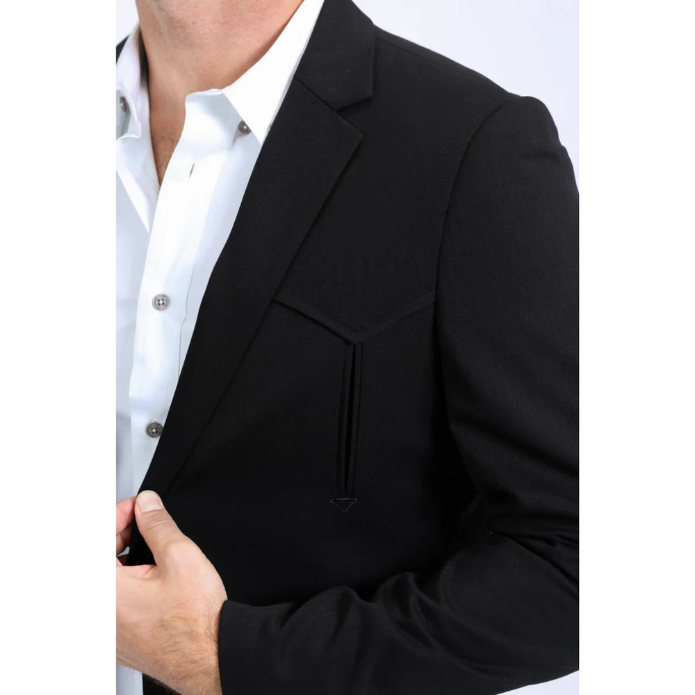 Platini Men’s Western-Style Black Blazer with Double Button