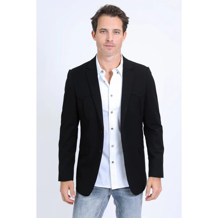 Platini Men’s Western-Style Black Blazer with Double Button