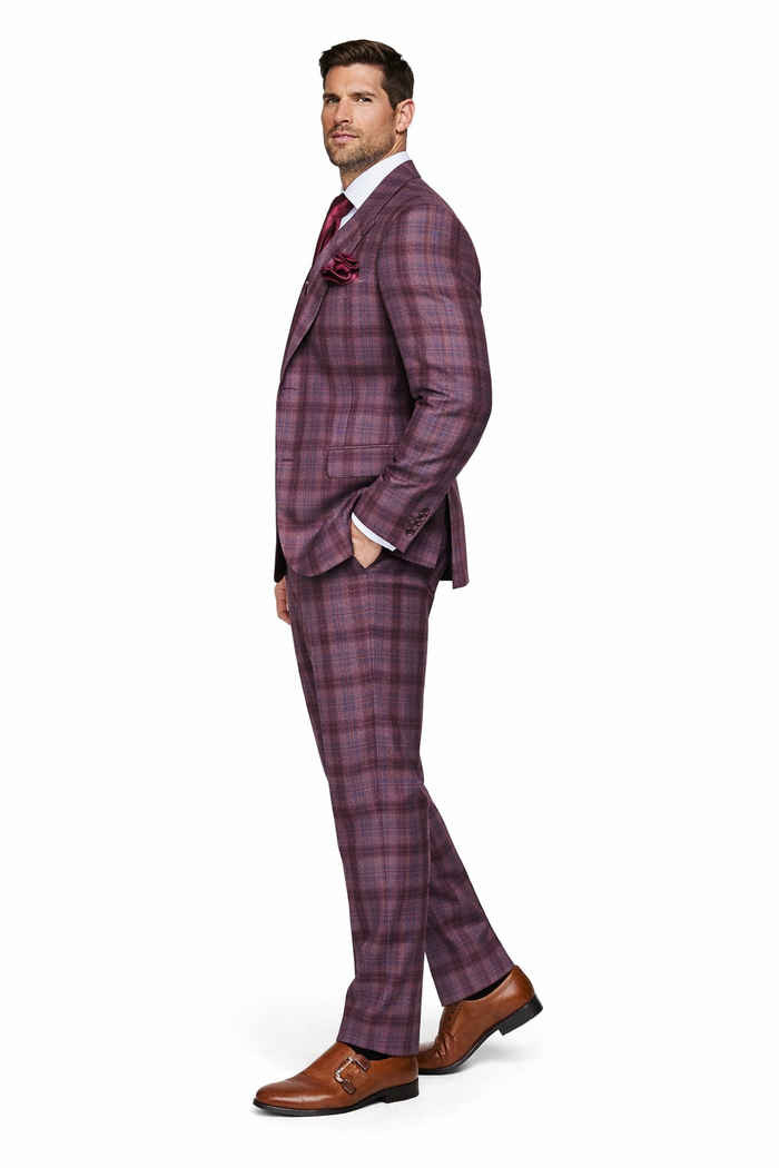 Purple Plaid Double-Breasted 3-Piece Signature Suit