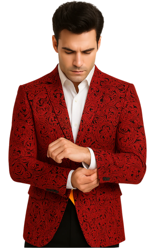 Big and Tall Tuxedo Fashionable Paisley Tuxedo Sparkling Pattern Blazer Available In Big and Tall Sizes