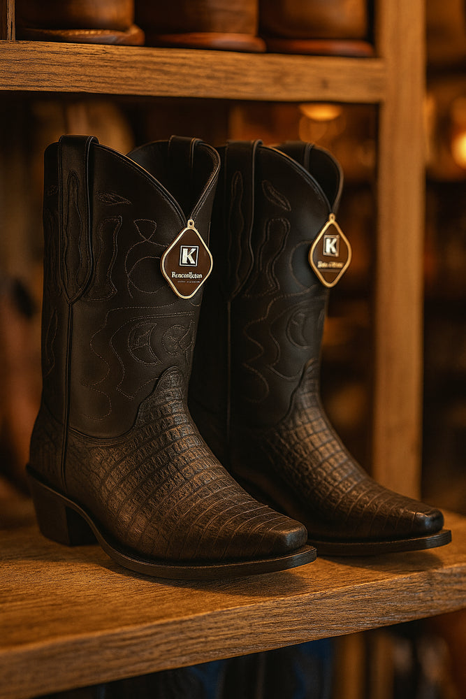 King Exotic Men's Caiman Belly Snip Toe Boots