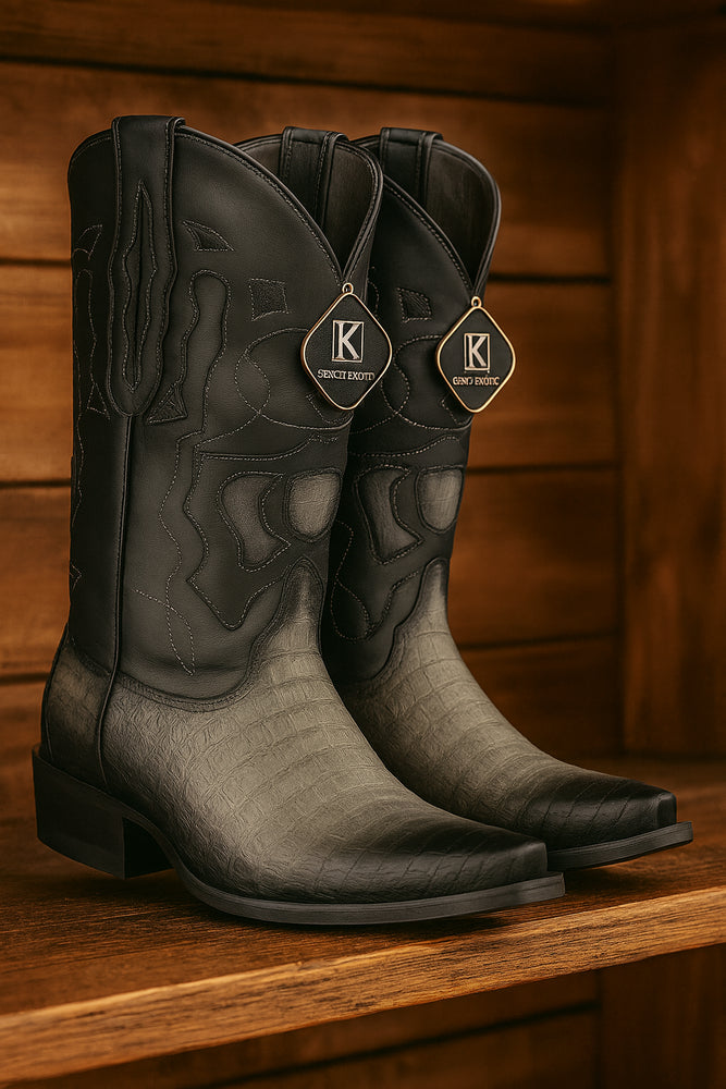 King Exotic Men's Caiman Belly Snip Toe Boots