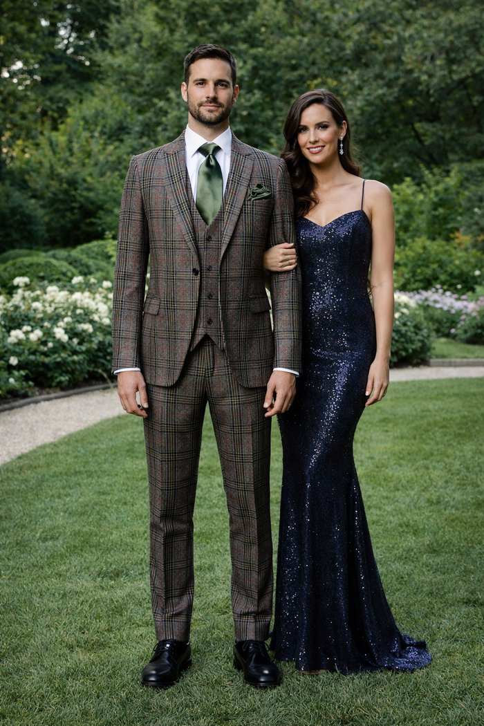 Rossiman Heritage Brown & Olive Plaid 3-Piece Gentleman’s Suit