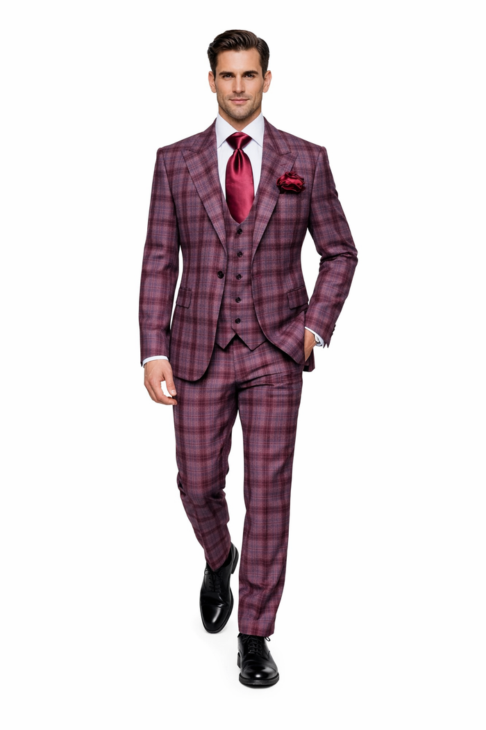 Purple Plaid Double-Breasted 3-Piece Signature Suit