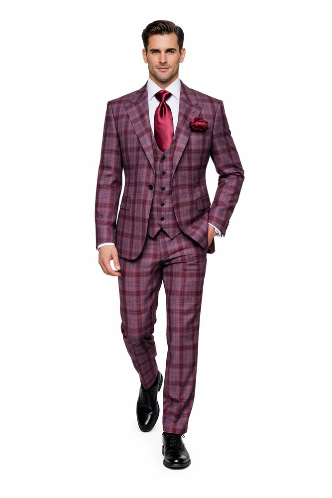 Purple Plaid Double-Breasted 3-Piece Signature Suit