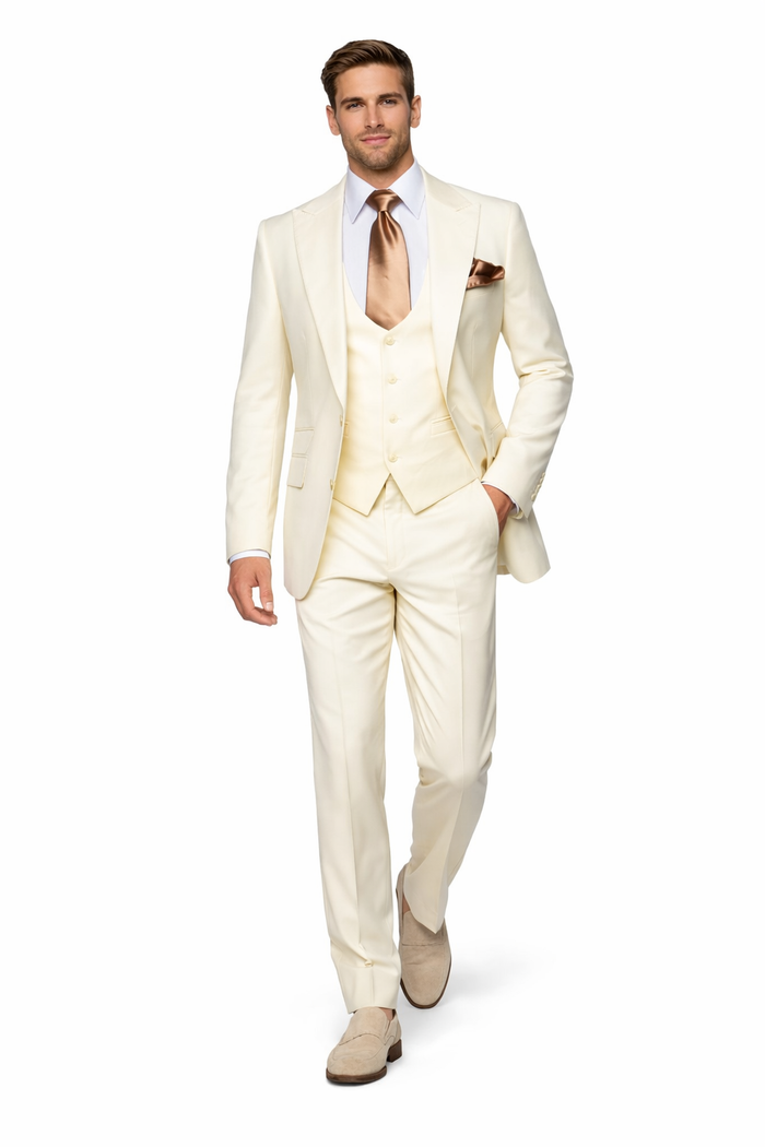 Rossiman Capri Ivory 3-Piece Wedding Suit