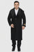 Men's Black Full Length 48â€ Long Fur Collar Overcoat