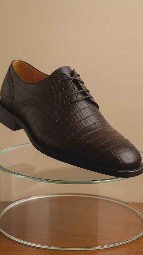 exclusive-mens-derby-shoes-in-brown-crocodile