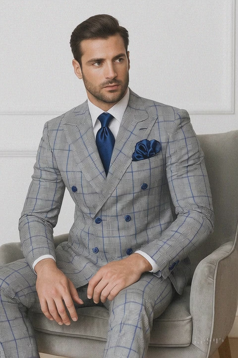  Grey with Blue Plaid by Rossiman