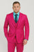 Men's Fuchsia Hot Pink Color 2 Buttons Suit Vested Slim Fit Suit