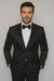 Men's Shiny 2 Buttons Notch Collar Floral Paisley Formal Black Blazer