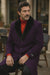 Men’s Dark Purple Full-Length Dress Coat with Removable Fur Collar
