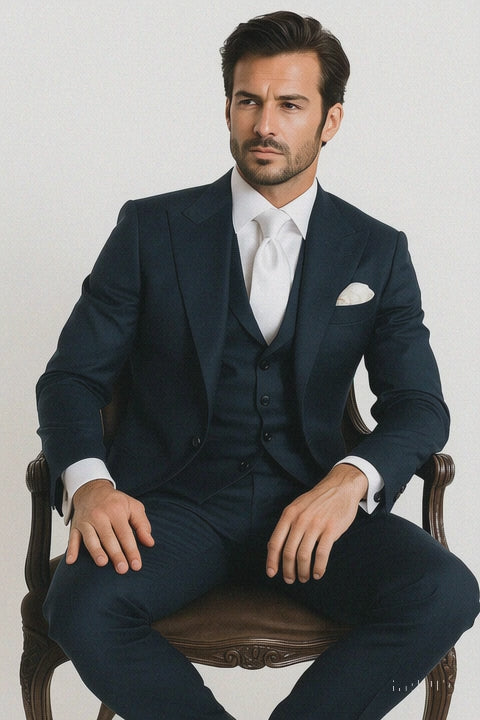 Navy Single Breast Lapel by Rossiman