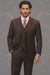 Classic Vested 3 Pieces 2 Button Dark Brown Stripe ~ Pinstripe Men's Suit