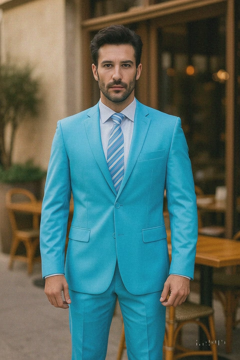Men's Sky Baby Blue Turquoise 2 Piece 