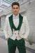 Hunter Green & White Paisley Mens Tuxedo – Vested Wool Suit for Prom & Weddings