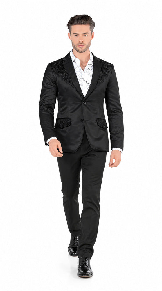 Lamasini Men's Embroidered Western Blazer – Slim Fit (ID 506)