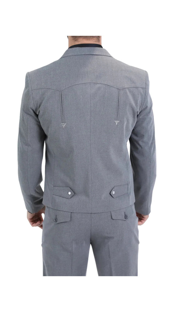 Men's Grey Western Suit – Classic 2-Piece Tailored Jacket & Trousers Set