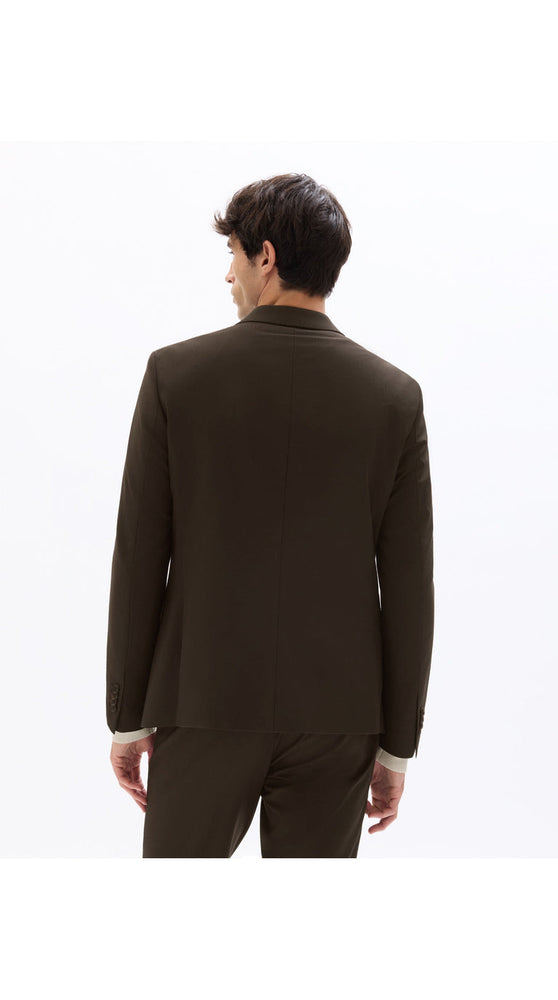 Slim Bi-Stretch Suit Jacket - Brown