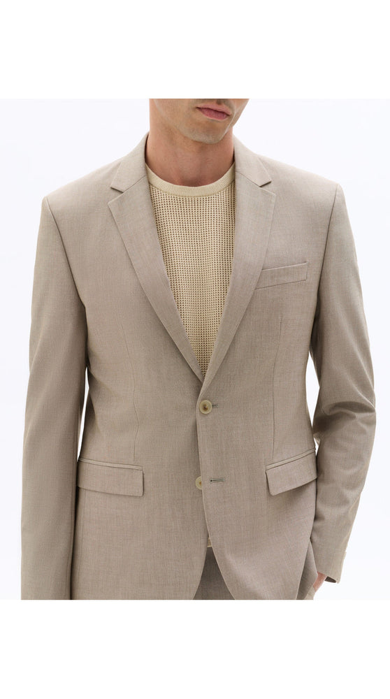 Slim Fit Bi-Stretch Suit Jacket - Dark Beige