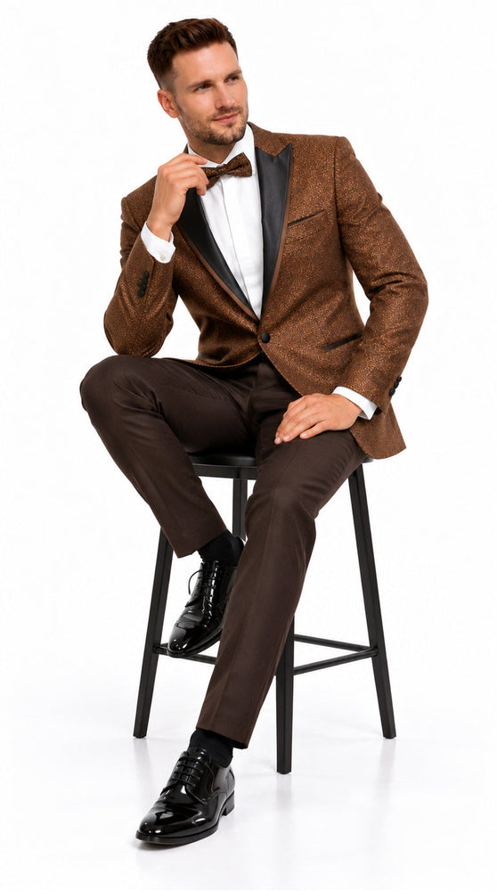 Mens Light Brown Tuxedo Suit Sequin Sparkly Shiny Dinner Jacket + Pants