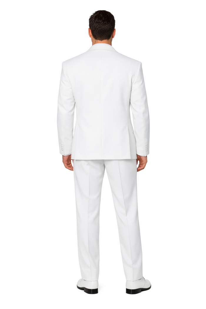 Pure Snow White Tuxedo styling with a non-vented back