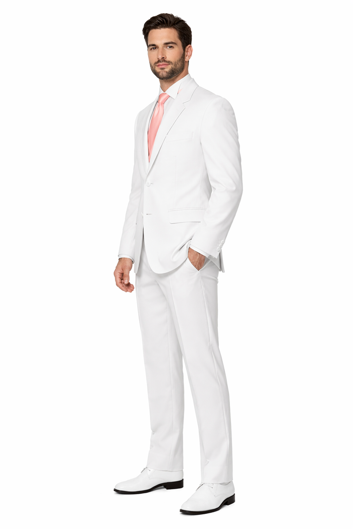 Pure Snow White Tuxedo styling with a non-vented back