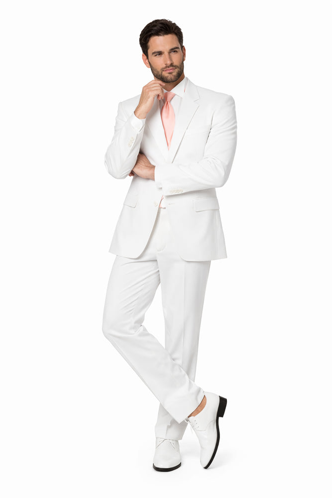 Pure Snow White Tuxedo styling with a non-vented back