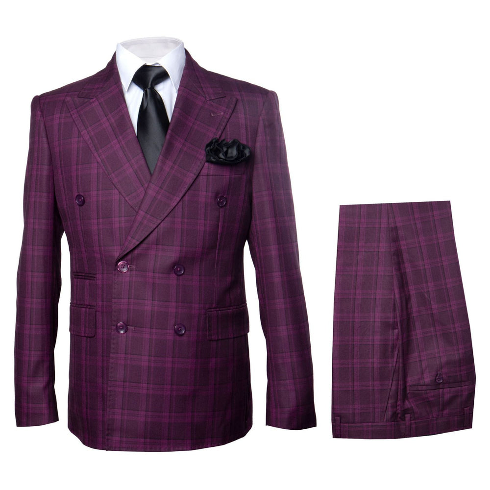 Purple Plaid Double-Breasted 3-Piece Signature Suit