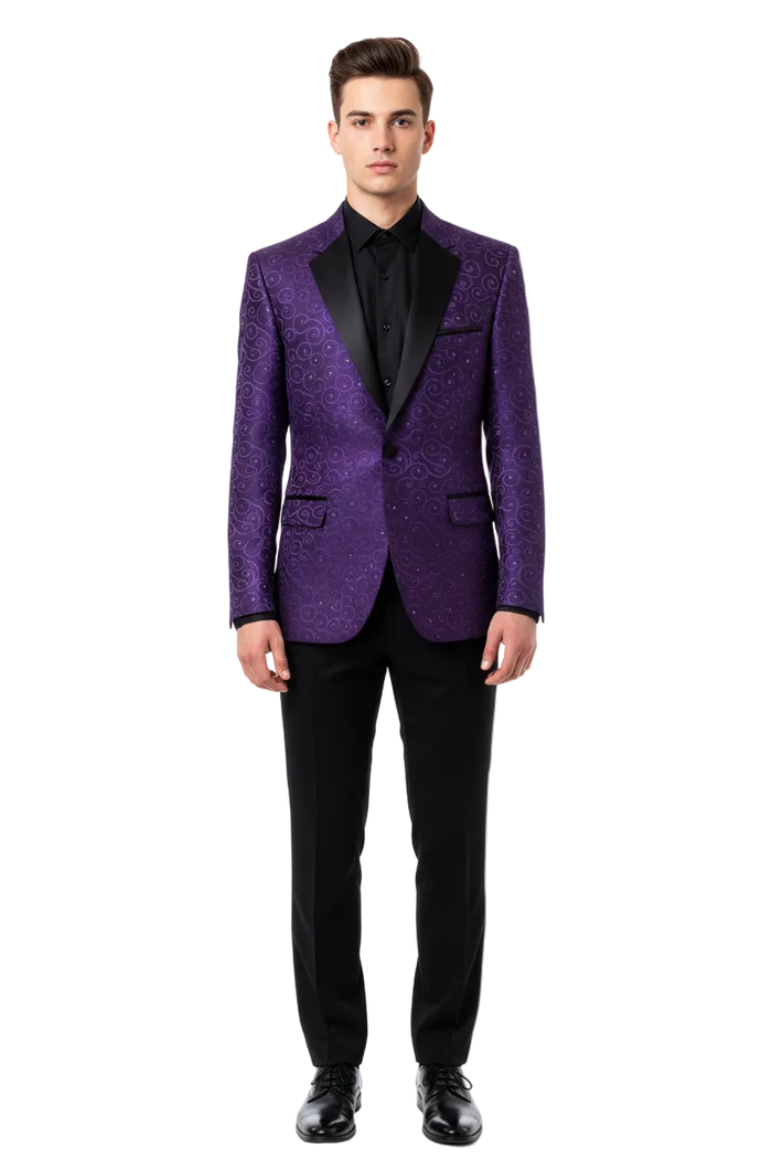 Purple Buttons Closure Floral Sportcoat